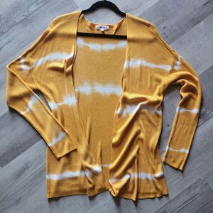 Boutique 100% Rayon Tie Dye Mustard Yellow Fall Boho Loose Fit Stretchy Medium
